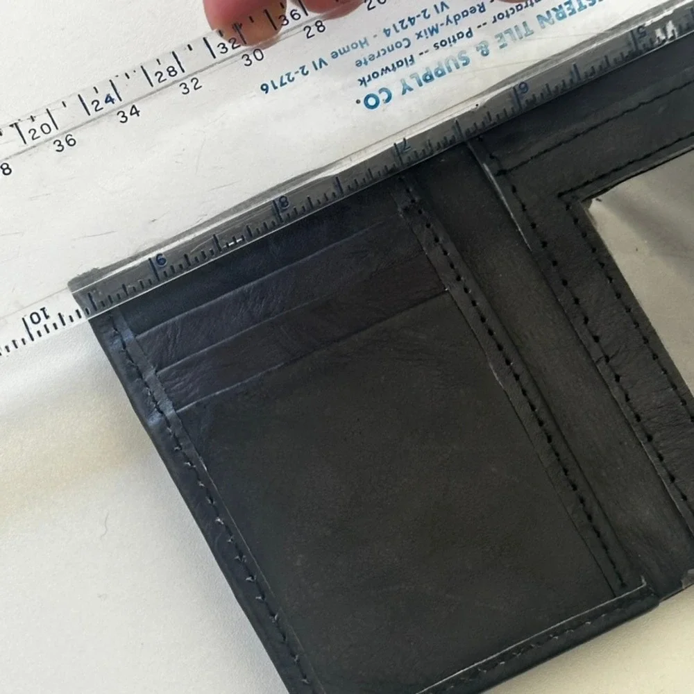 Black Leather Trifold Wallet Card Holder Artisan Nicaraguan Made - Engraved Name